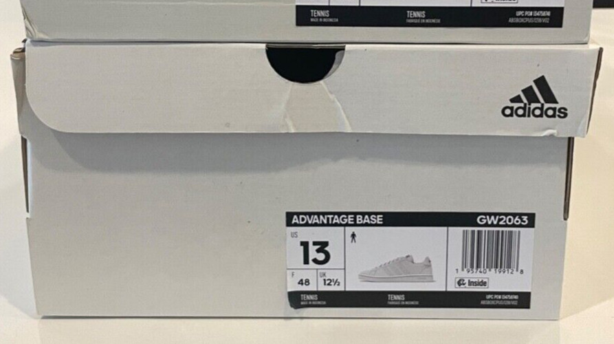 Adidas Advantage Base Sneaker Shoes White w/ Green Mens Size 13 New (GW2063)