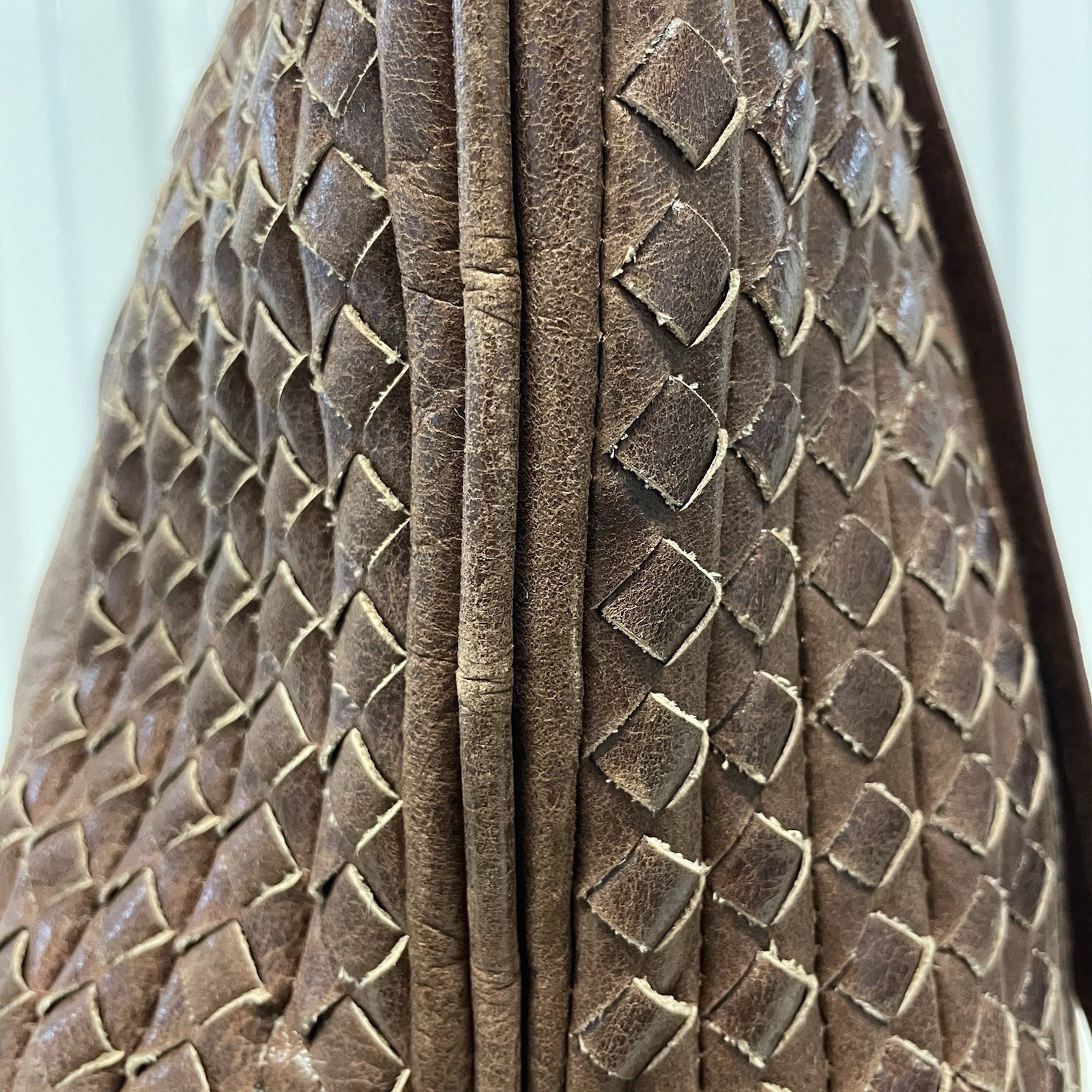 Elliott Lucca Brown Leather Embroidered Quilted Hobo Shoulder Bag Purse
