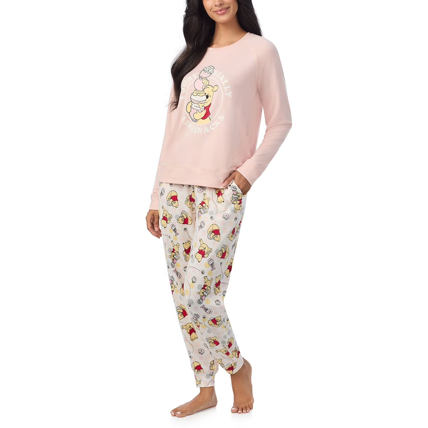 Winnie The Pooh Women’s 2-Piece Pullover and Jogger Pajama Set Pink U Pick New