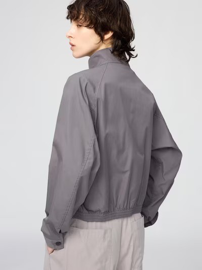UNIQLO U Cotton Blend Short Blouson Natural Dark Brown Purple Women 484032 NWT
