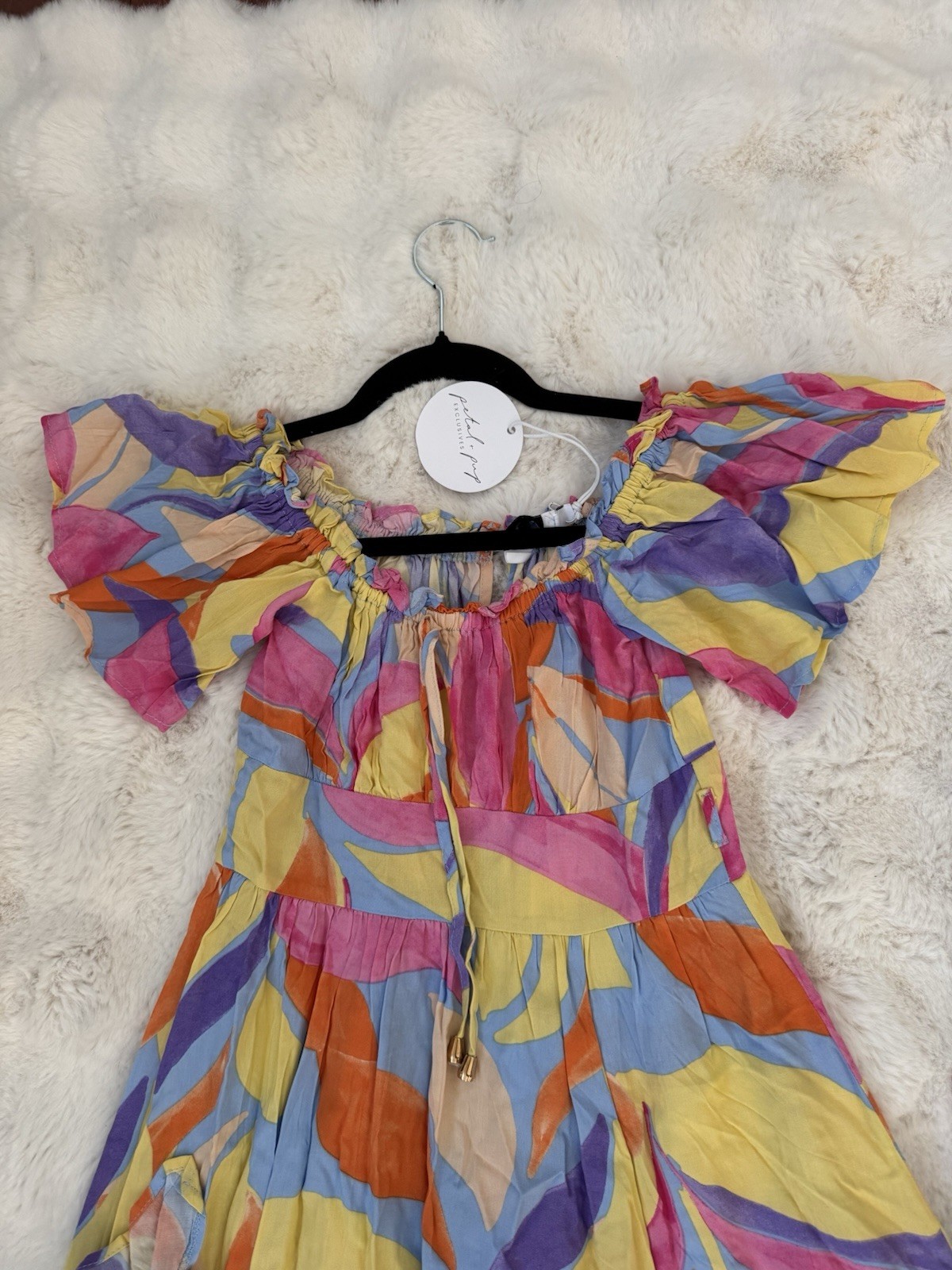 Petal + Pup Off Shoulder Floral Maxi Dress Multicolor Rayon Woven XS