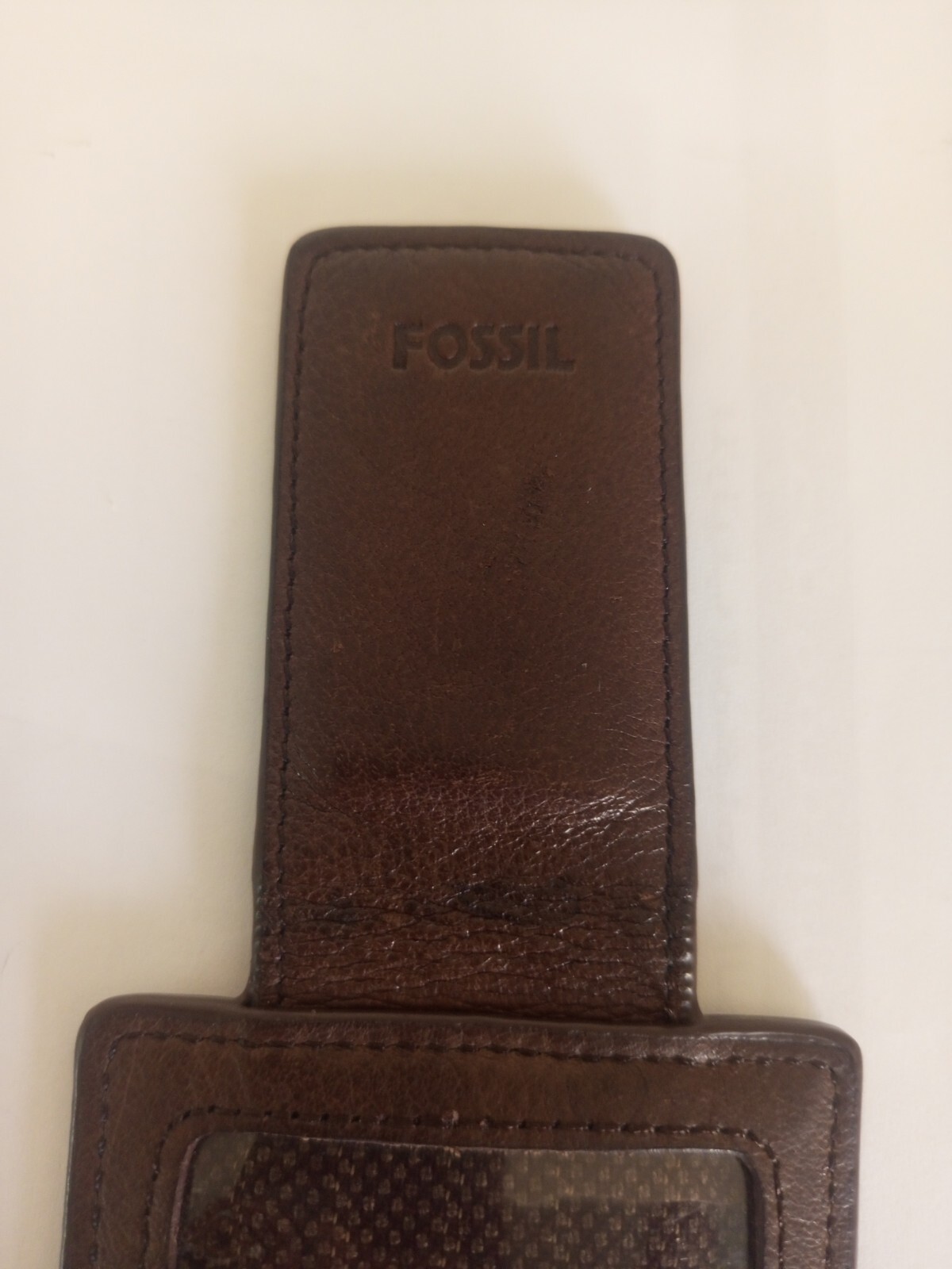 Vintage Fossil Brown Leather Magnatic Walet Business Cards Holder For Men Gift