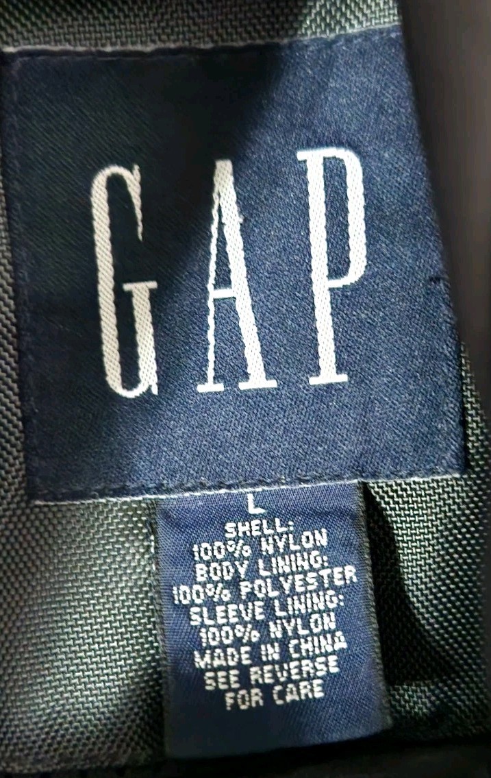 🔥 Vintage GAP Rain Coat Windbreaker Jacket Green Gray Mens Large 33×27