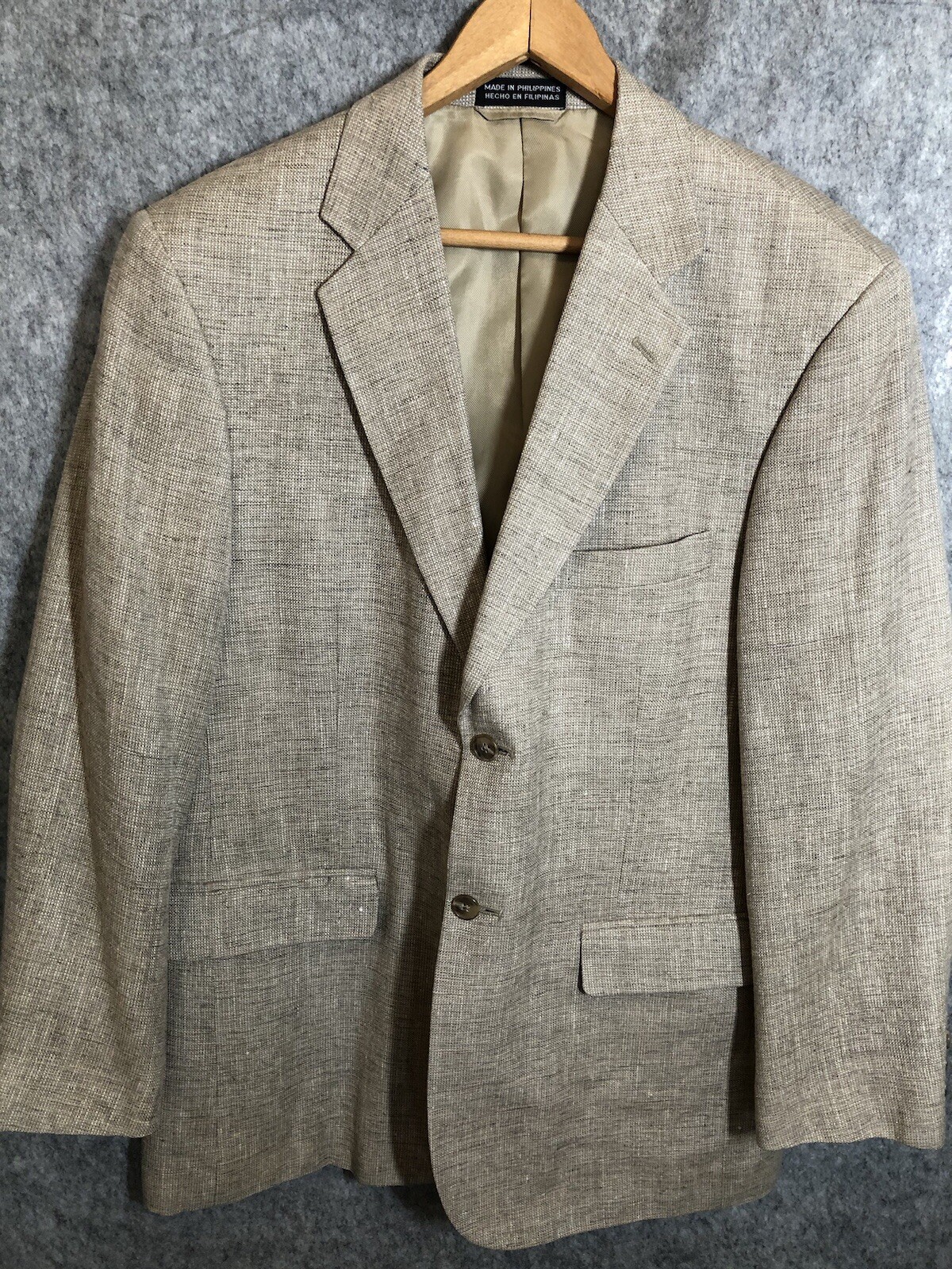 Towncraft Blazer Mens 40R Tan Silk Tweed Sport Coat Jacket Business Casual