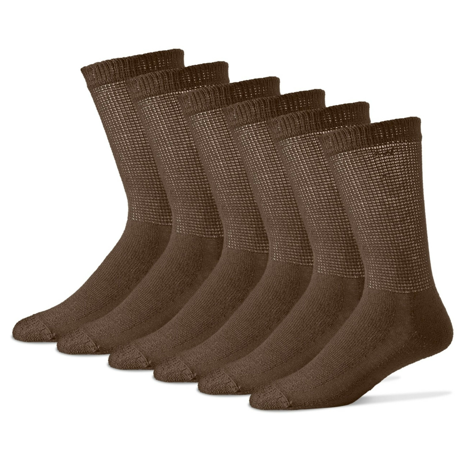 3 Pair Brown Men’s Women Physicians Choice Crew Cushioned Diabetic Socks 3 Sizes