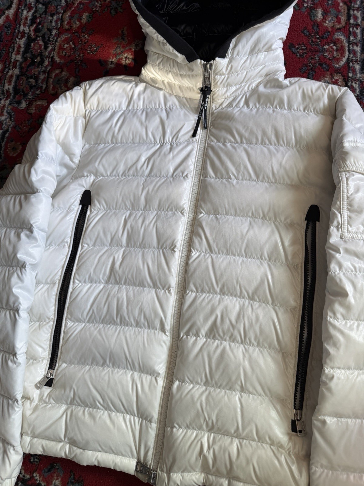 Moncler Galion Down Puffer Jacket White Size 3 Used