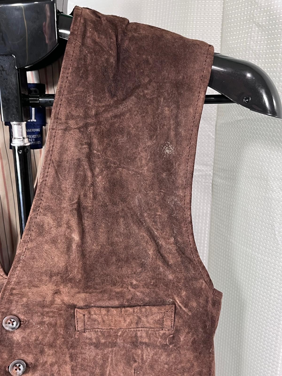 Vintage Gap Brown Suede Leather Vest Mens Small Western Waistcoat 4 Pocket S