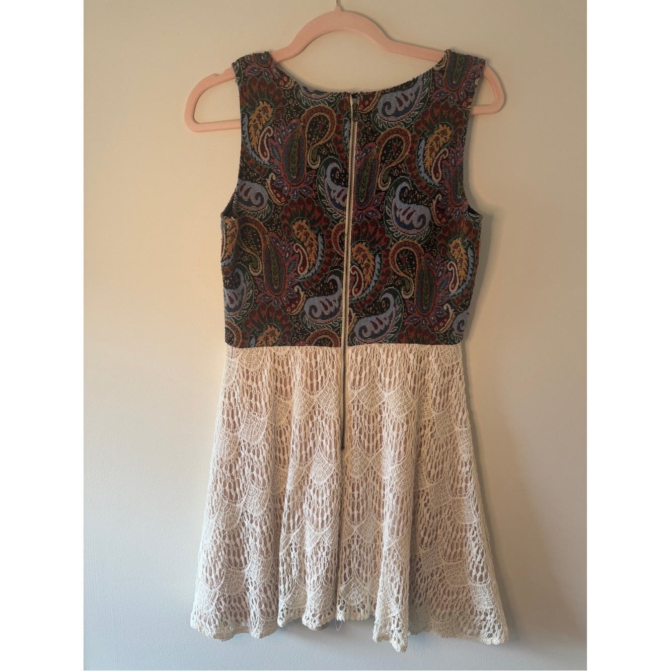 Flying Tomato Medium Boho Paisley Crochet Lace Dress