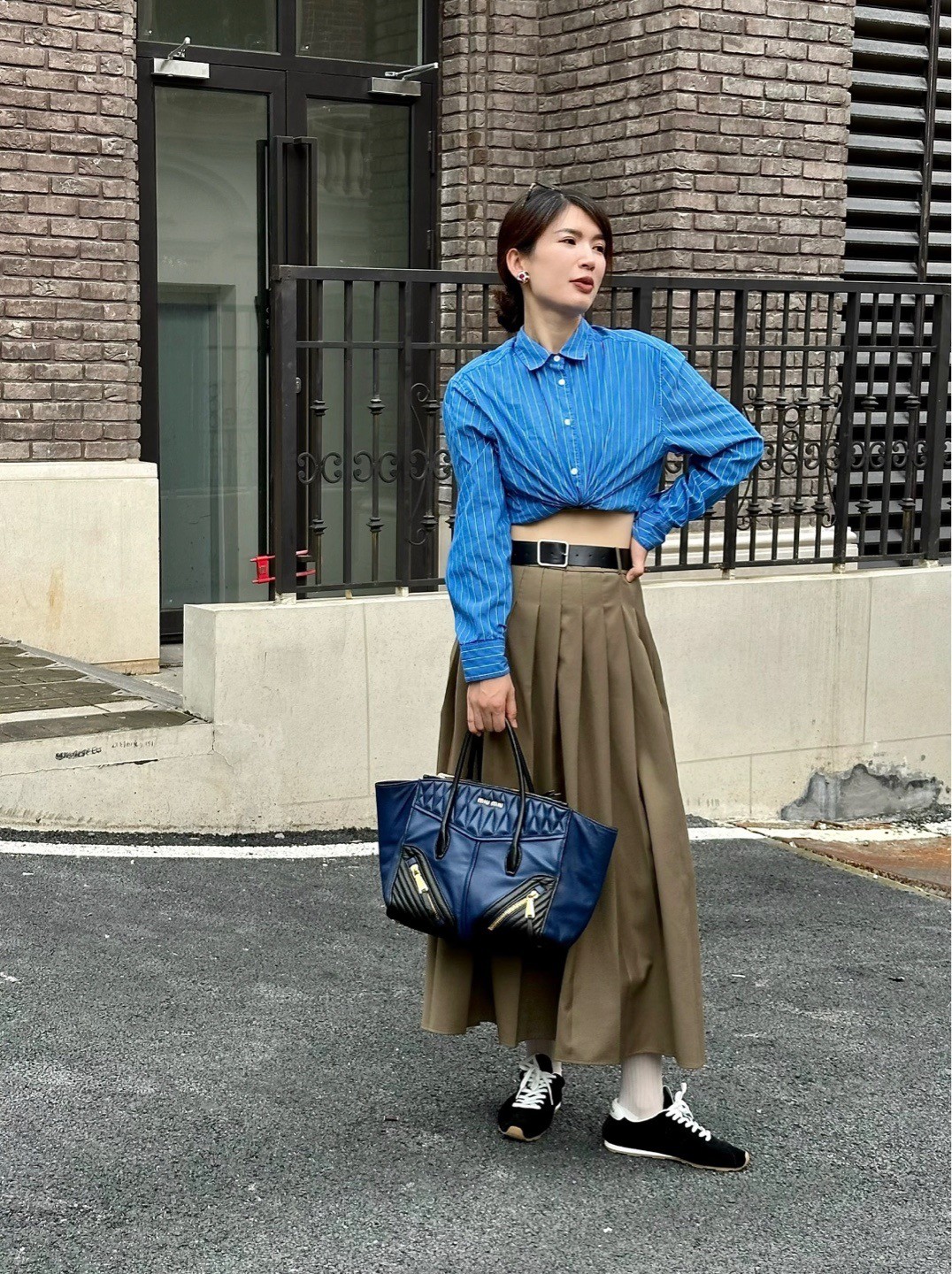 Miu Miu Quilted Leather Navy Large Top Handle Crossbody Bag