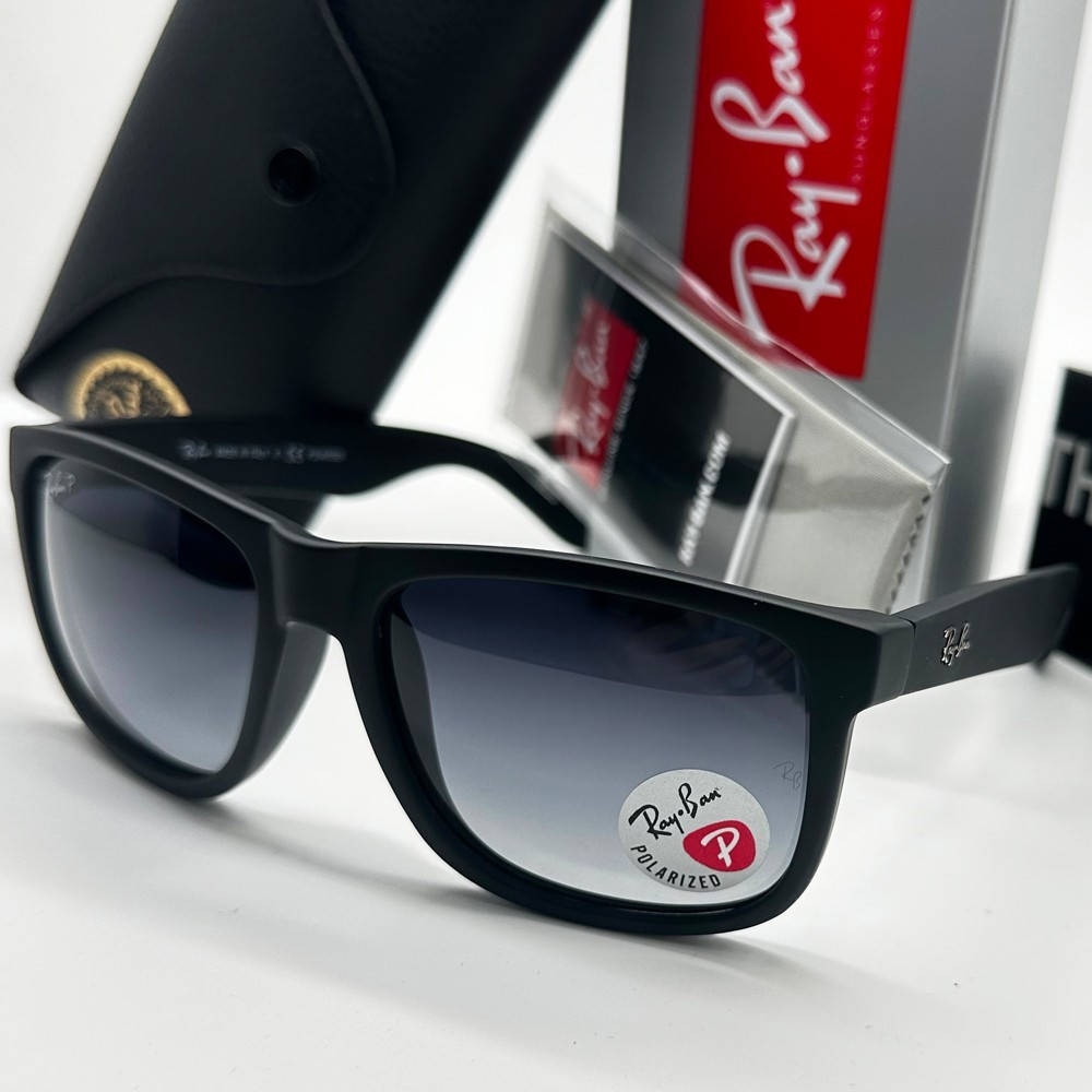54mm Ray-Ban Justin RB4165 622/T3 Matte Black/Gray Gradient Polarized Sunglasses