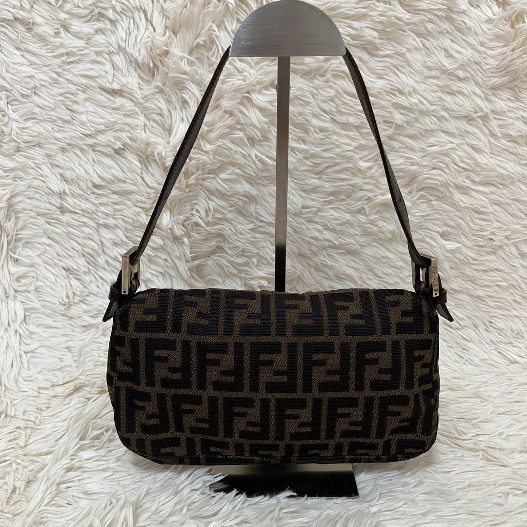 FENDI Mamma Bucket Zucca FF Canvas Leather Shoulder Bag Brown Pre-Owned Women