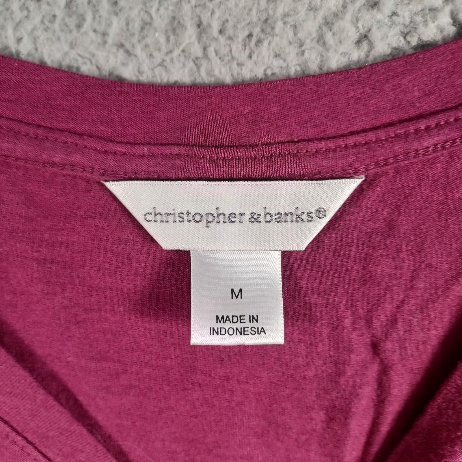 Christopher & Banks Womens Dark Raspberry Red Top Size Medium Short Sleeve Soft