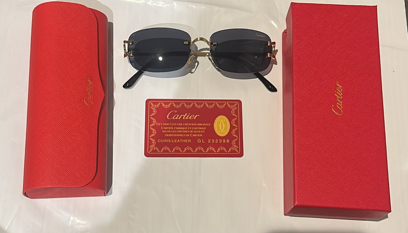 Cartier Big C Without Diamond Cut Black/Gray Frameless Less Brand New