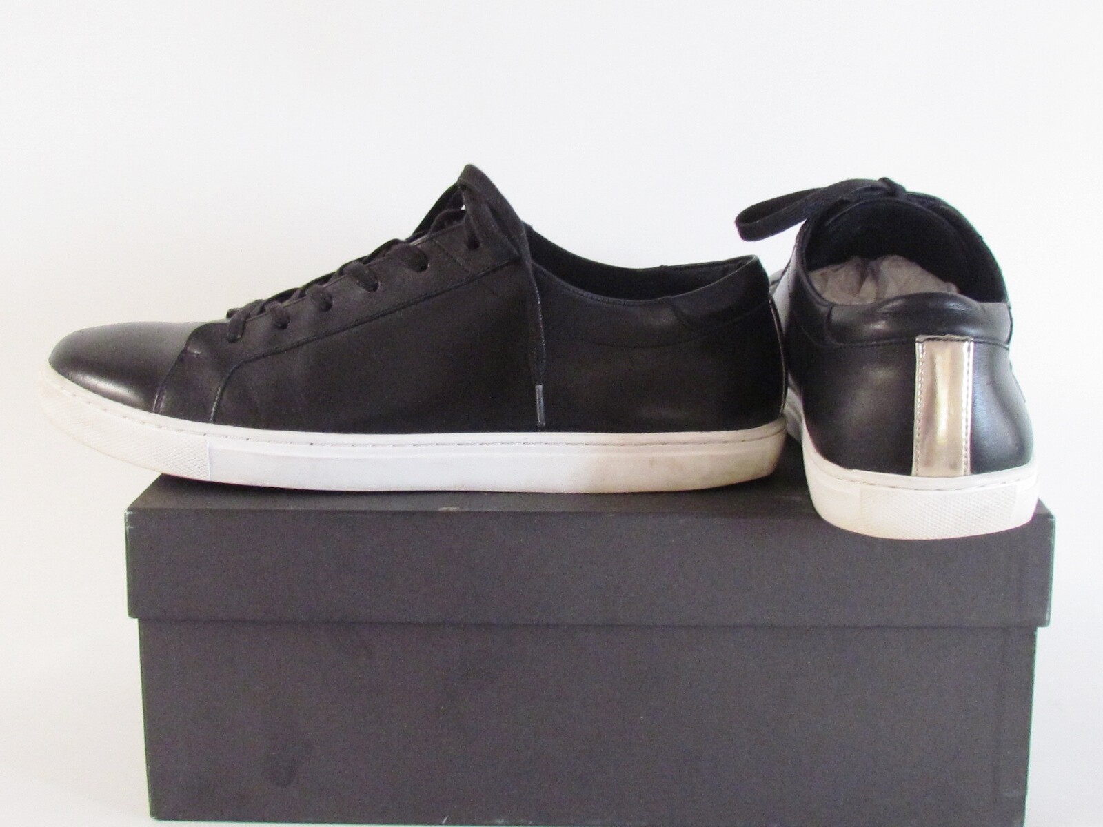 Men’s Sneaker Casual Shoes Designer Kenneth Cole Black Leather Sneakers 9.1/2 M