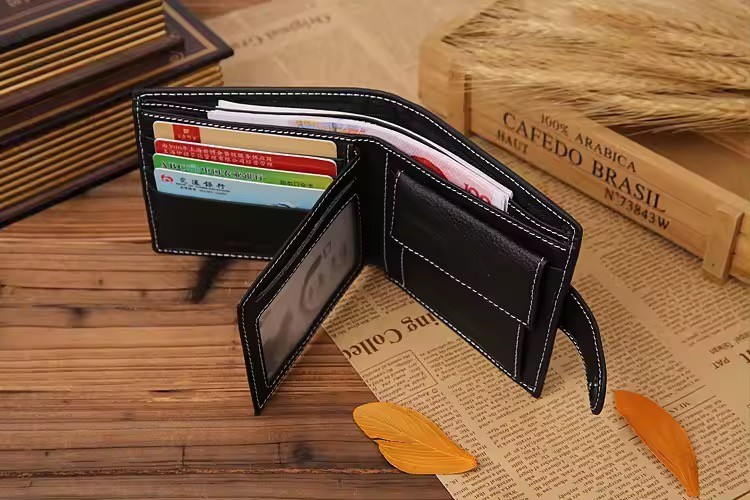 New Mens Leather Bifold Wallet Button Closure RFID Blocking Card Case/Cash