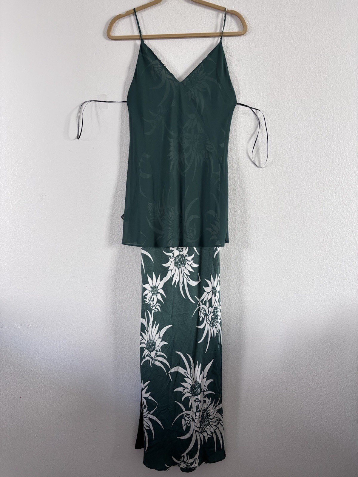 Rag and Bone Larissa Maxi Silk Slip Dress in Green Multi Size: 00