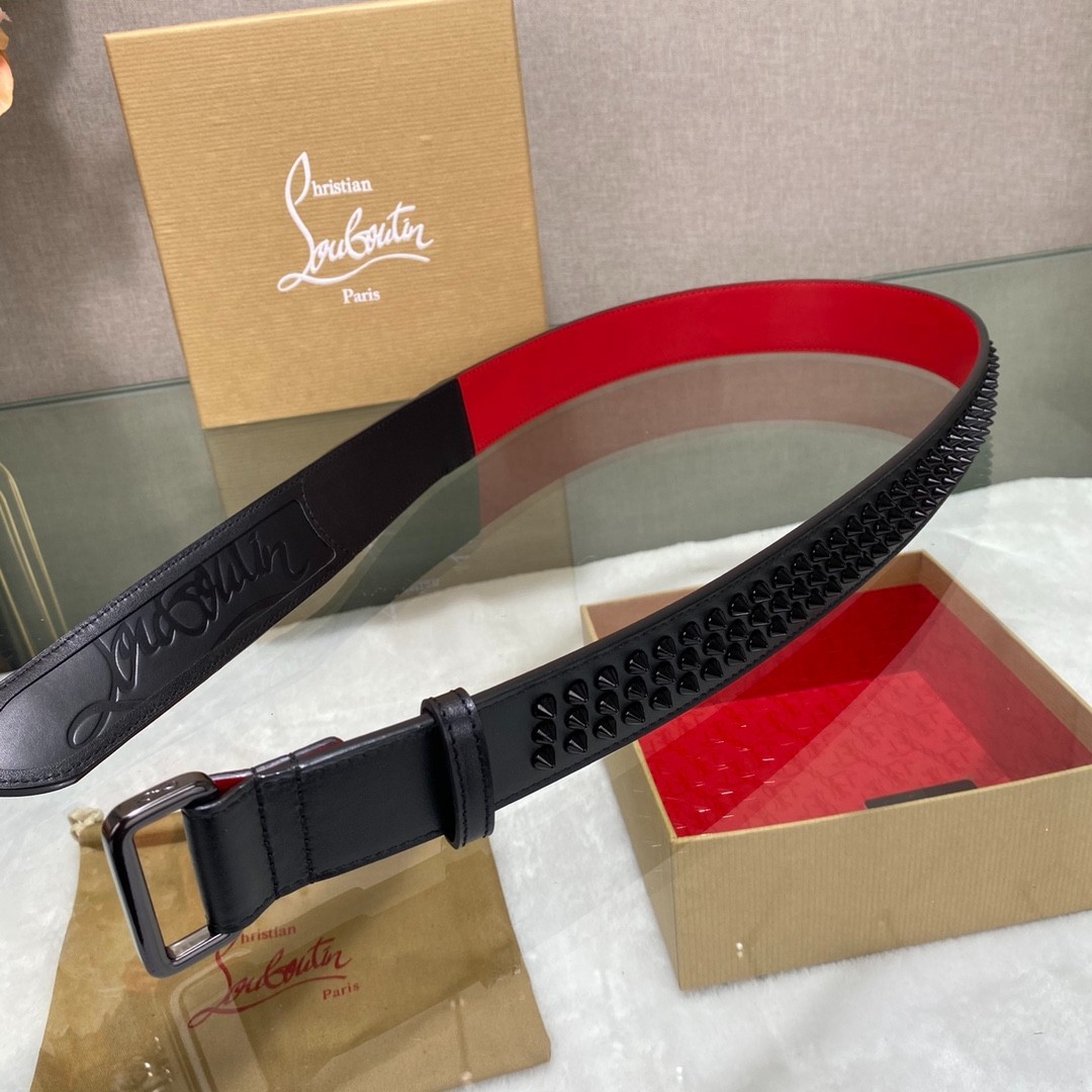 Authentic Christian Louboutin Belt Gunmetal Buckle 3.5cm/1.38″
