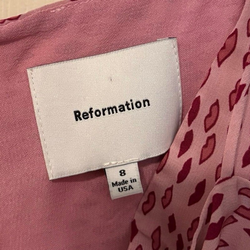 Reformation Pink Red Zephyra Lip Mini Dress Size 8