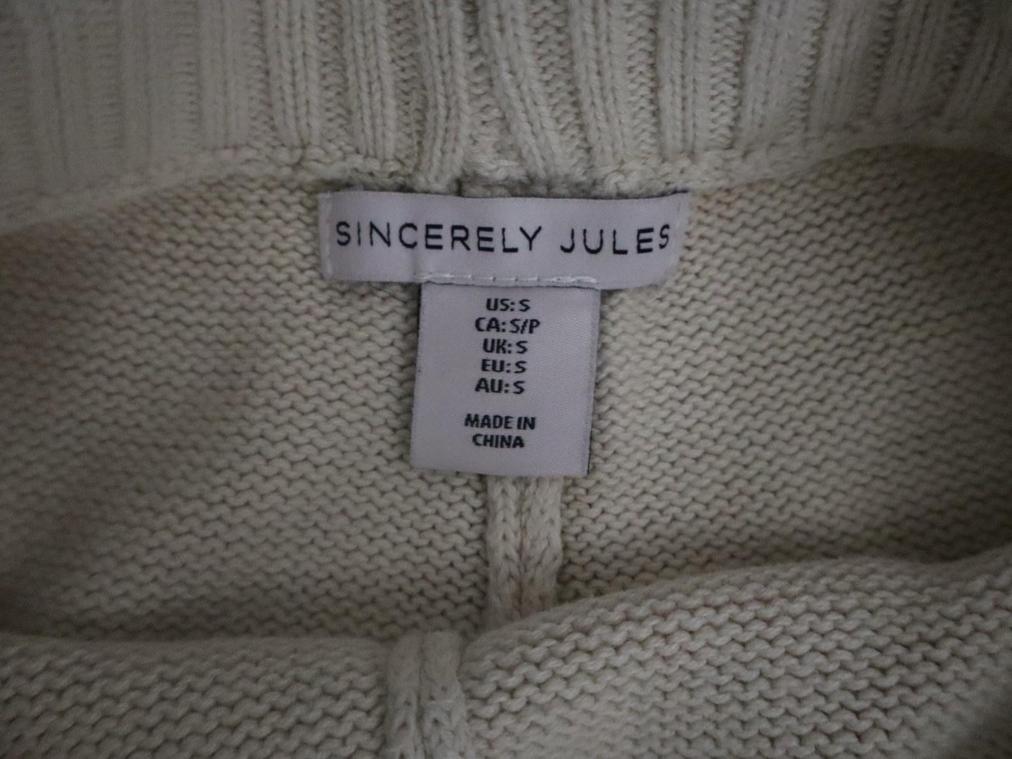 Sincerely Jules Women’s Ivory Knit Sweatpants S Pull-On Straight Leg Elastic