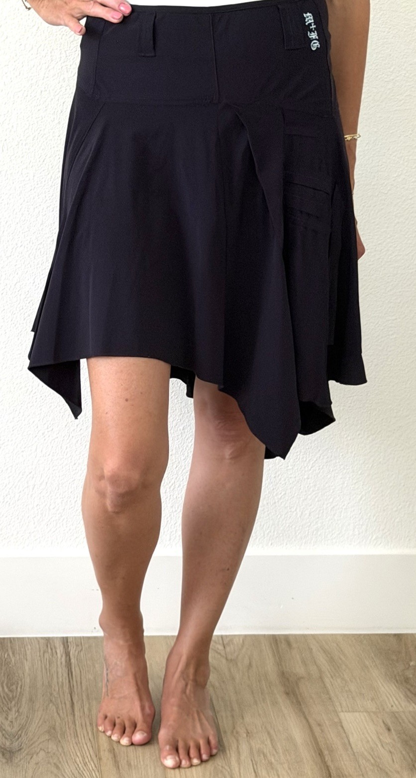 Marithe Francois Girbaud Asymmetrical Flutter Hem Pull On Skirt, Navy Blue,Small