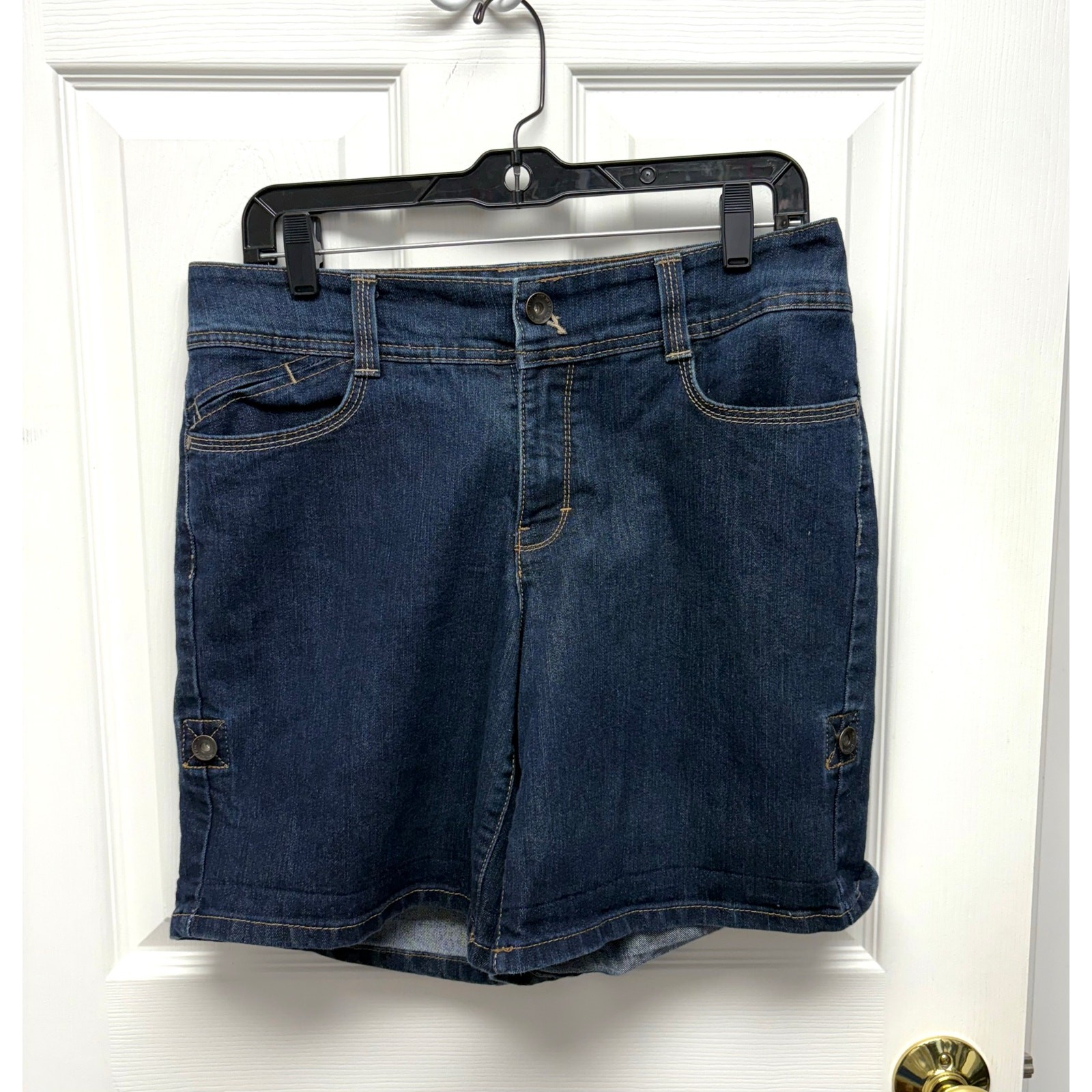 Nine West Jean Shorts, Roll Up Tab, Flap Pockets, Women’s Size 8