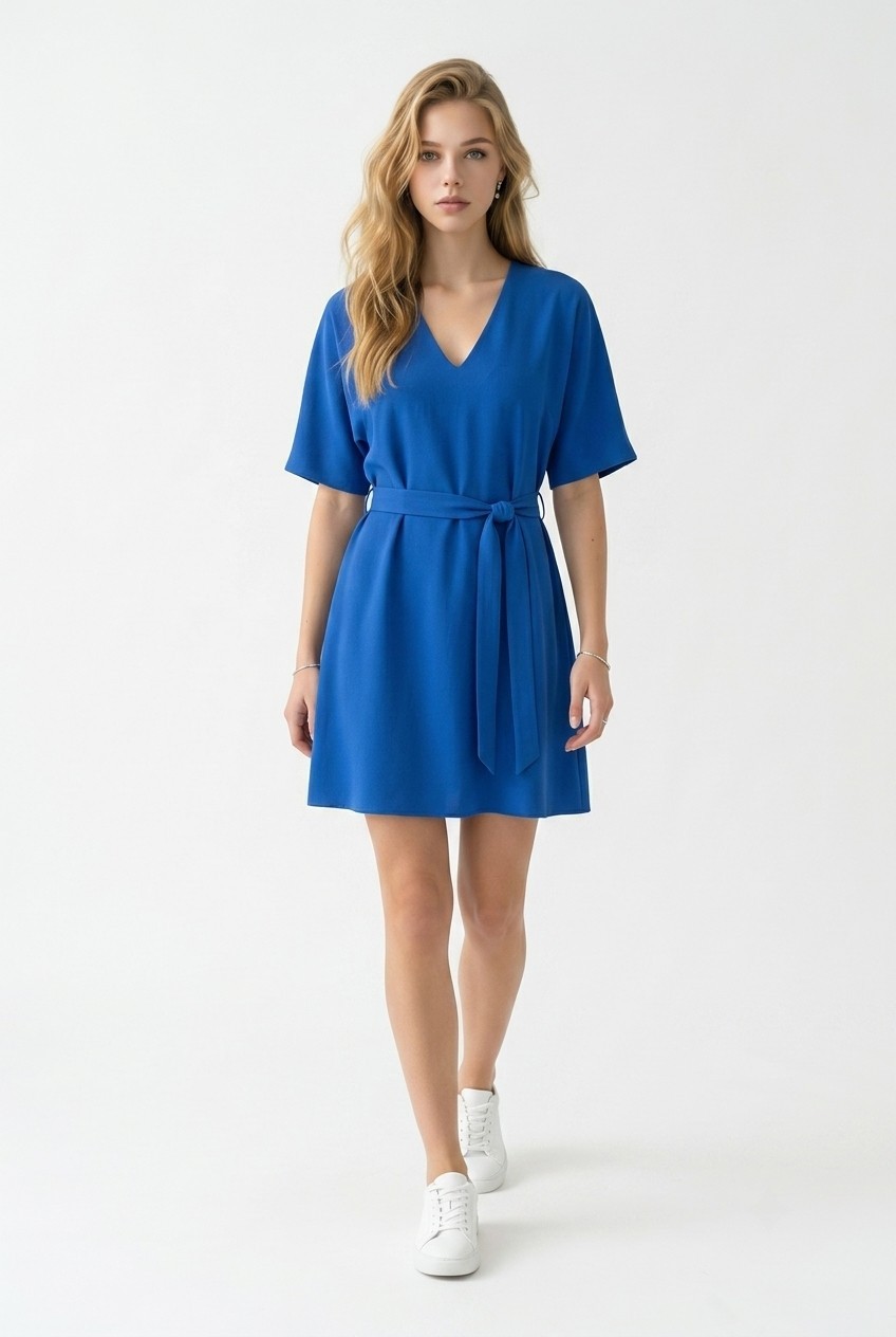 River Island Dress Womens Kimono V Neck Belted Blue Summer Holiday UK 10 NWT