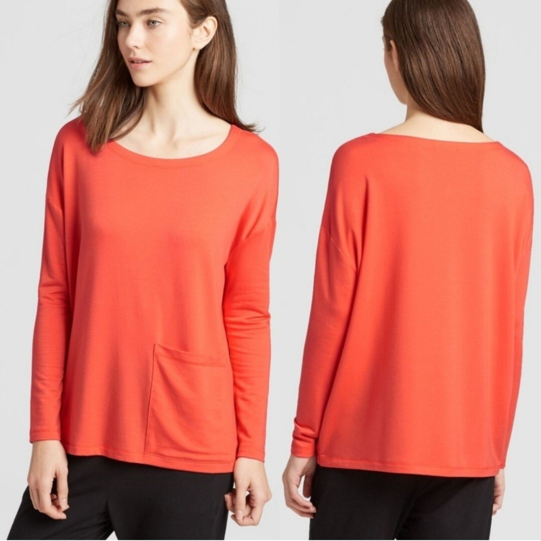 EILEEN FISHER Tencel Terry Pocket Ballet Neck Tunic Size Small