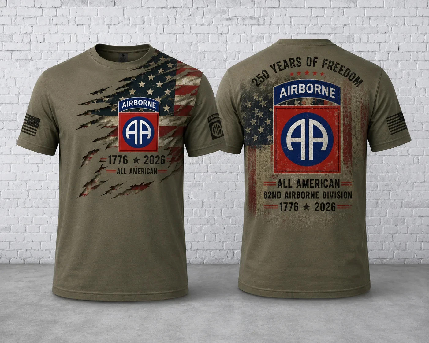 Custom name 82nd Airborne Division All American 250 1776-2026 Veteran T-shirt