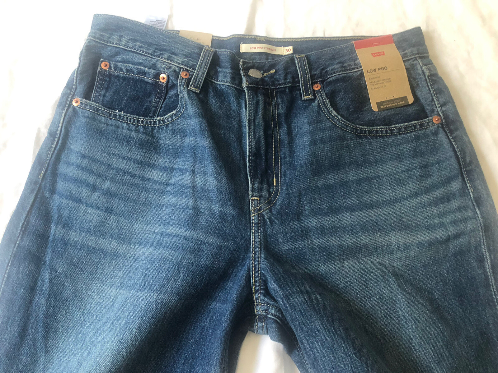 Levi’s Low Pro Straight Mid-Rise Denim Jeans Size 30 Distressed