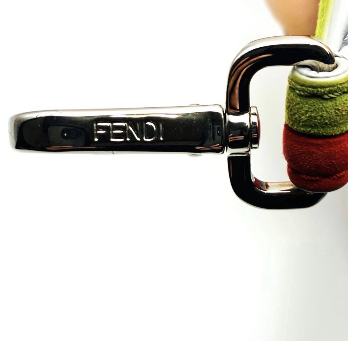 FENDI Strap You Shoulder Strap Wavy Multicolor Suede Leather Silver Authentic