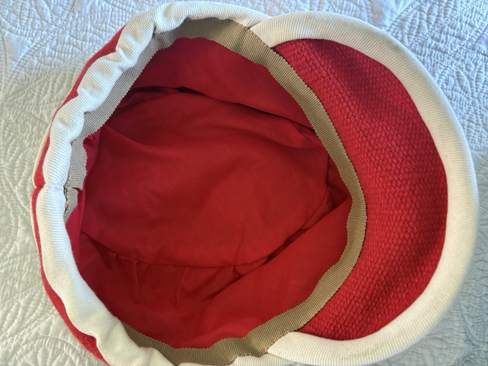 Ortega’s 100% Wool Hand Woven Hat Size Large Red Whit Chimayo