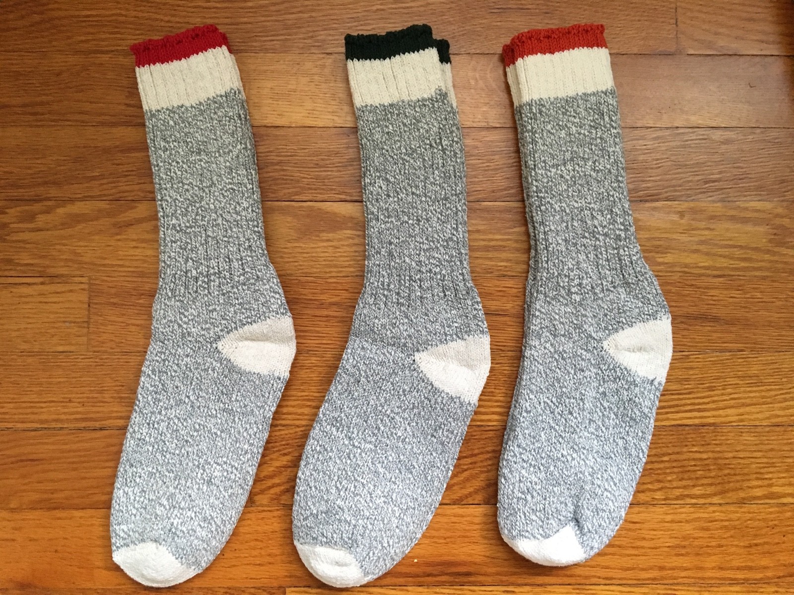 Vtg. American Apparel Recycled Yarn Boot Rag Sock Choice Red, Green, Rust Top