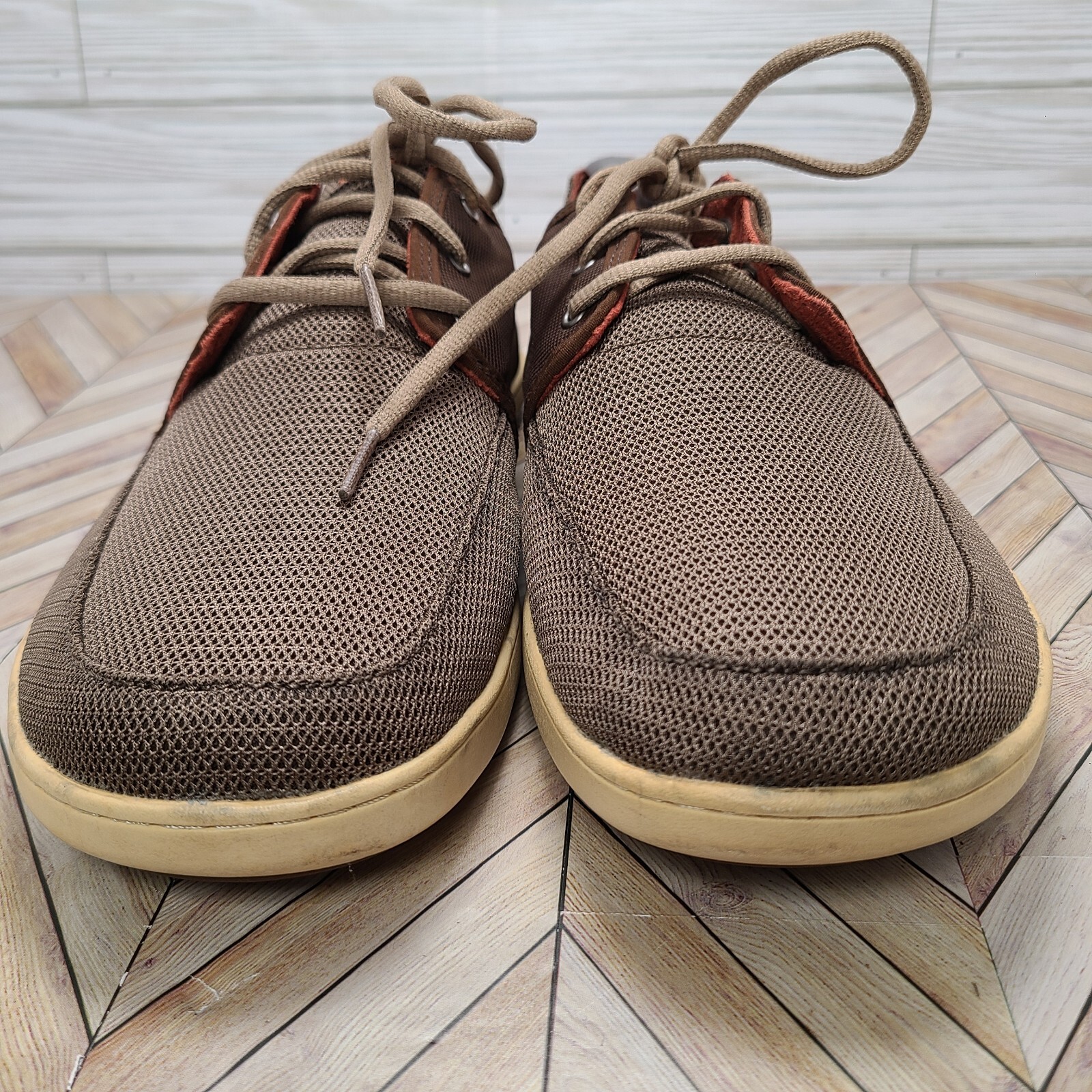 Mens Olukai Nohea Brown Mesh Casual Comfort Lace Up Sneakers Shoes Size 10