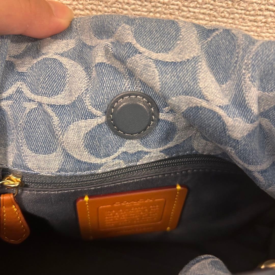 COACH Faye Drawstring Bag Signature Denim Canvas 2Way Shoulder Crossbody CH230