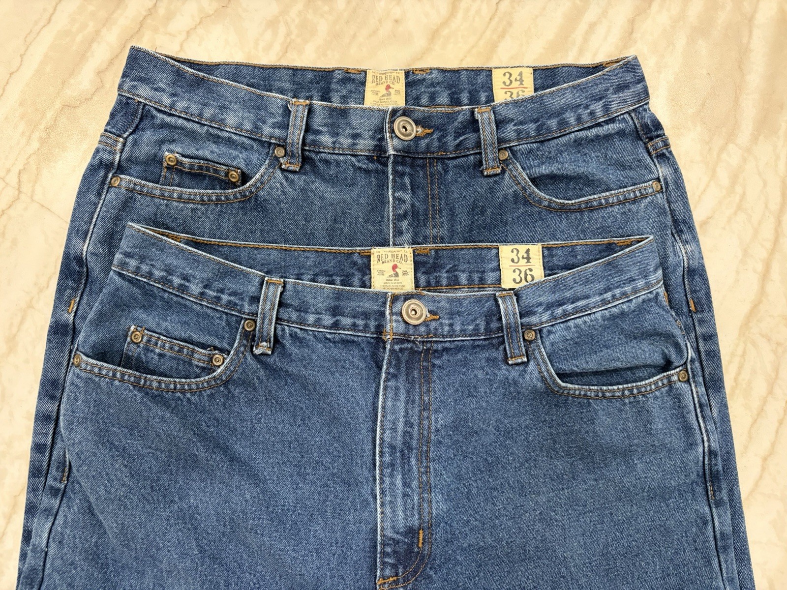 Lot Of 2 Red Head Classic Fit men’s jeans medium wash size 34×36. EUC