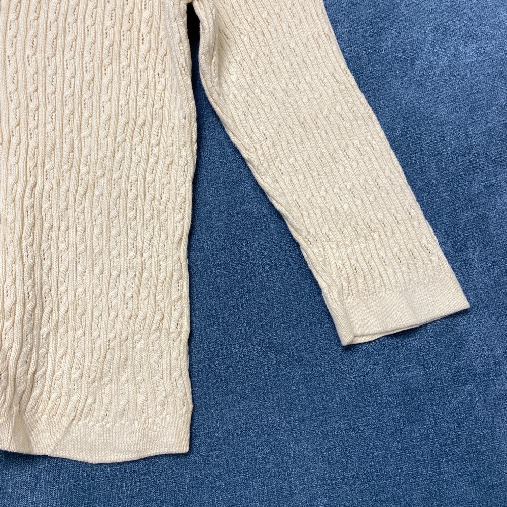 Jeanne Pierre Cardigan Sweater Womens PL Cream Cable Knitted Winter Button Front