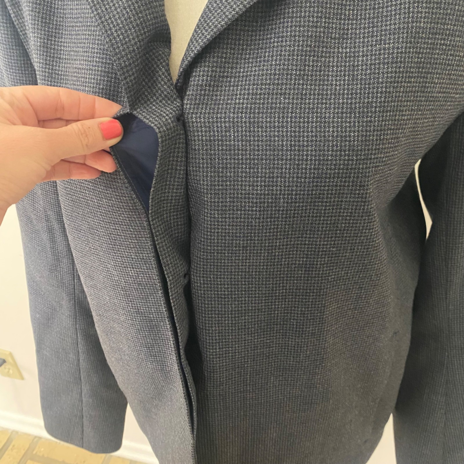 Kallmeyer New York Iman Shrunken Blazer Jacket Wool Houndstooth Size 12
