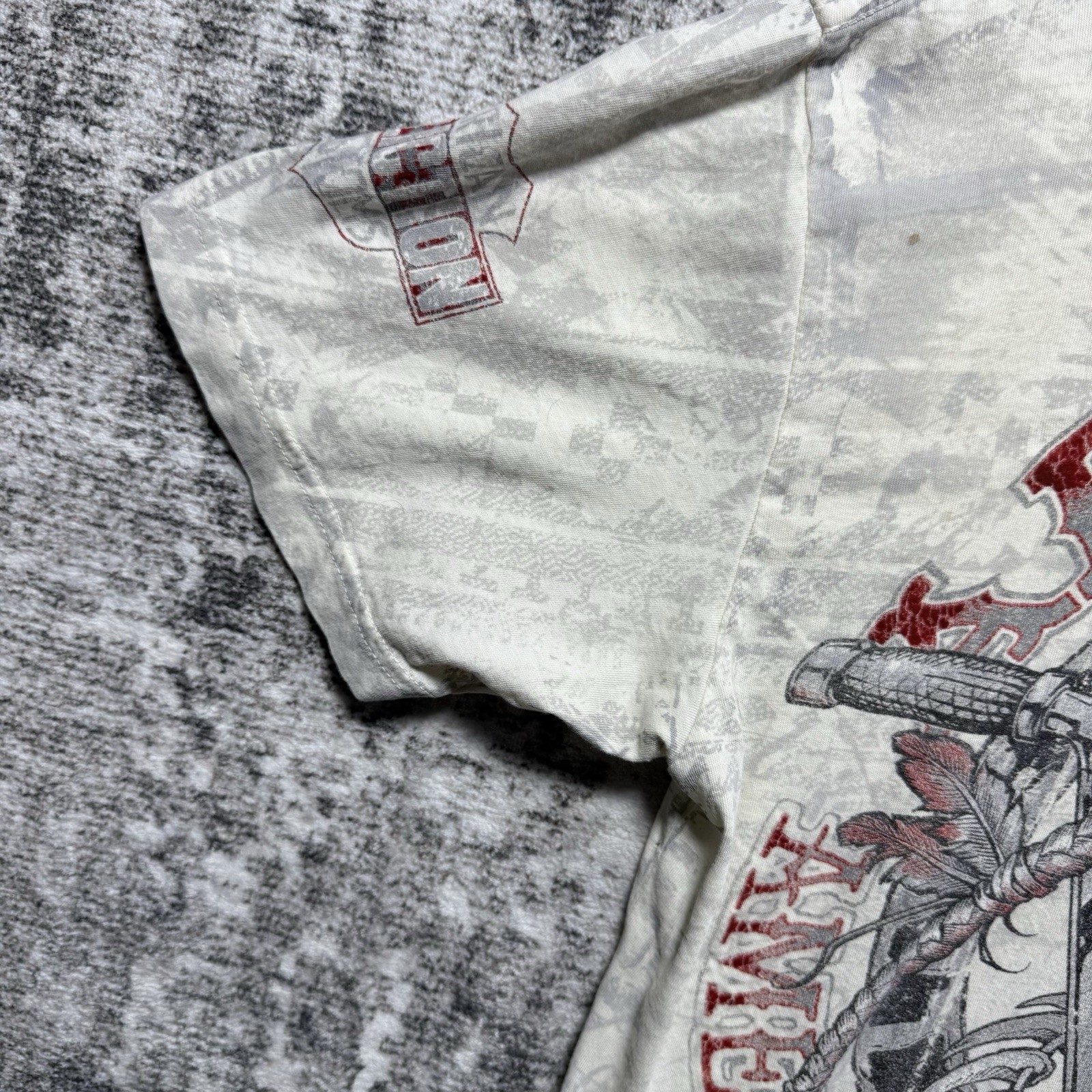 Vintage Y2K Affliction Mens M Live Fast American Custom Skull All Over Print