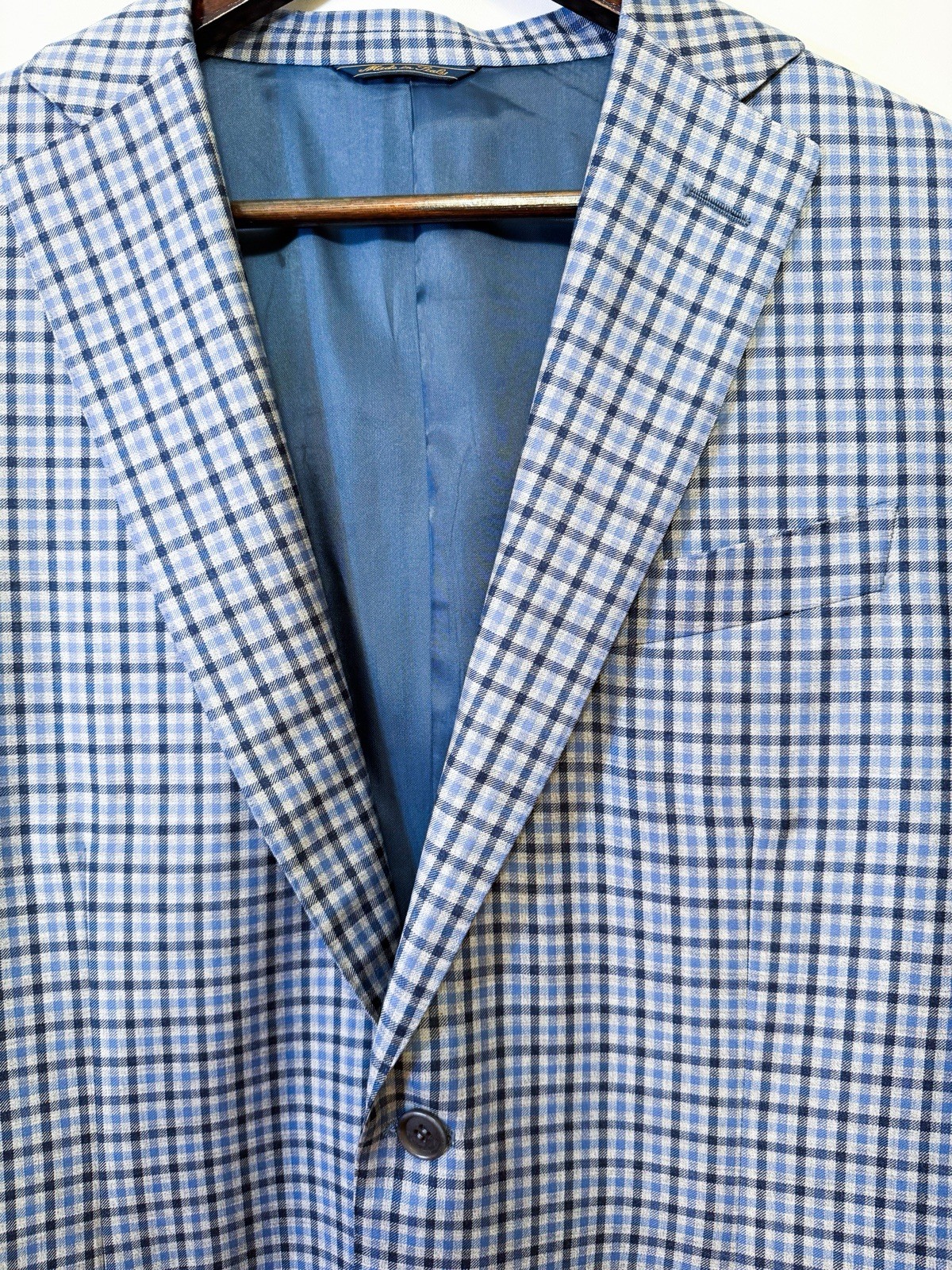 IT 52 US 42 Summer Spring Men’s 100% Wool Blazer Blue Trussing Made In Italy