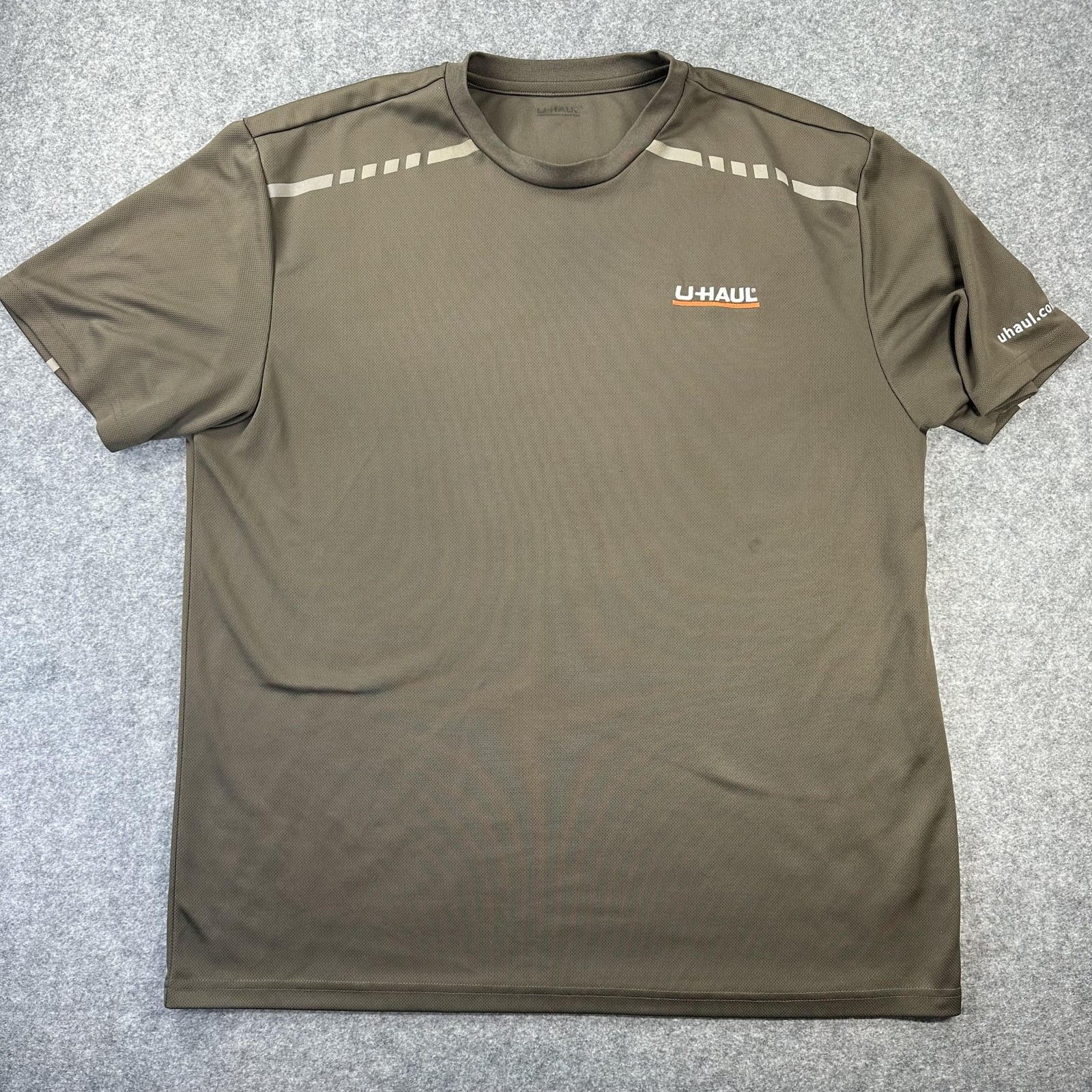 U-Haul Shirt Mens 2XL Brown Performance Mesh Short Sleeve Workwear Tee Logo