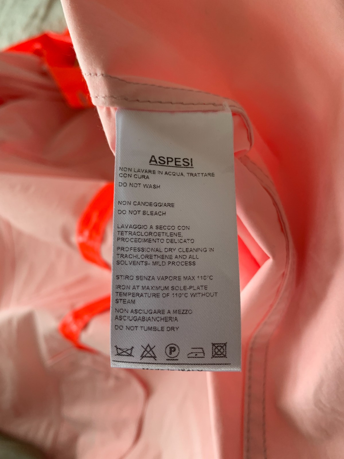 Aspesi Long Raincoat Bright Orange with Removable Insulated (Thermore) Lining