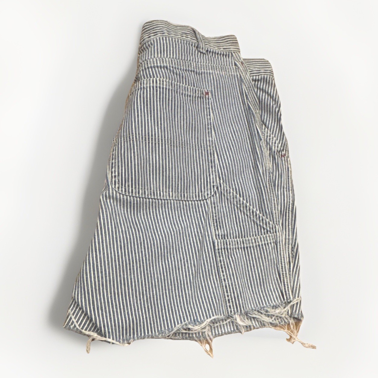 GAP Men’s Carpenter Striped Denim Shorts Blue/White Pockets Button Zip 7in