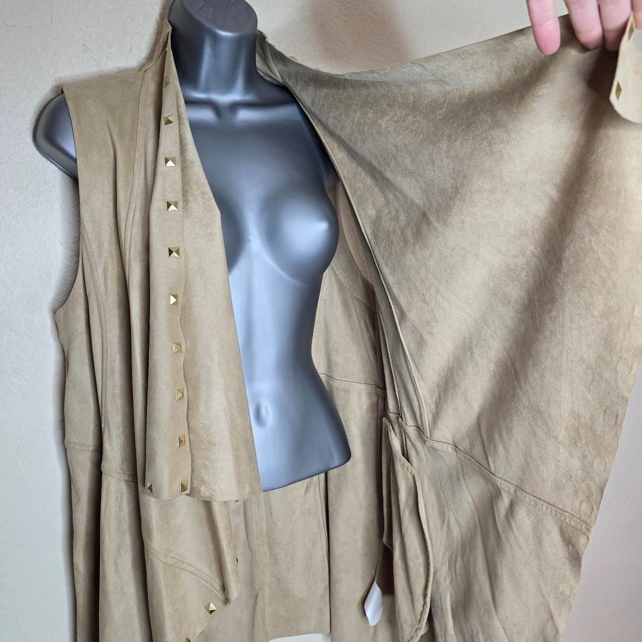 Michael byMichael Kors Studded Faux Suede Waterfall Drape Vest