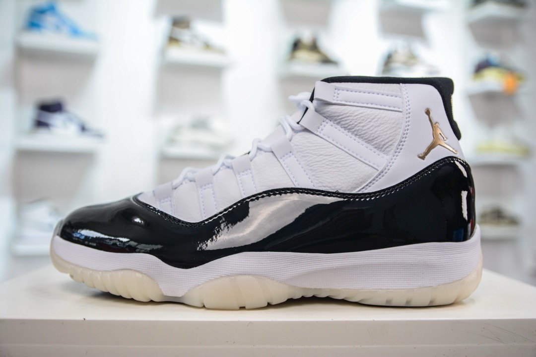 Nike Air Jordan 11 CT8012-170 White Black Gold Patent Leather Basketball Sneaker