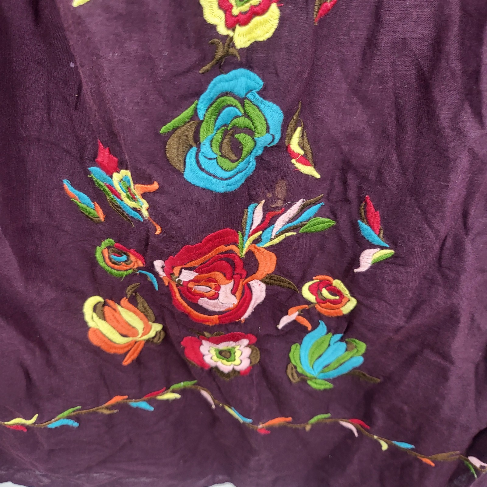 CUTE OPTION purple elastic neckline embroidery purple tunic top NO SIZE TAG