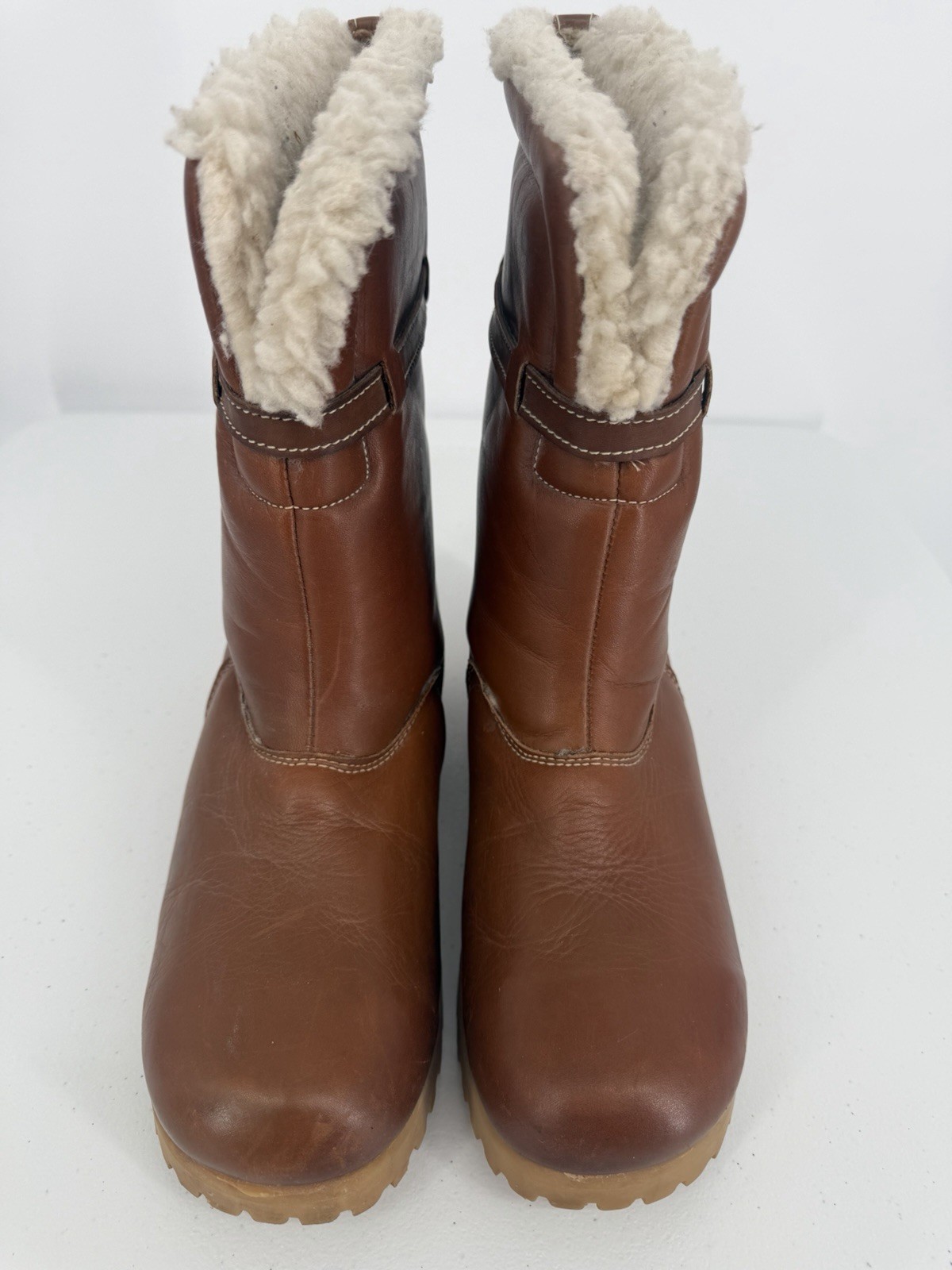 Vintage Dexter Brown Sharpa Shearling Leather Buckle Boots Women’s 10 M Boho