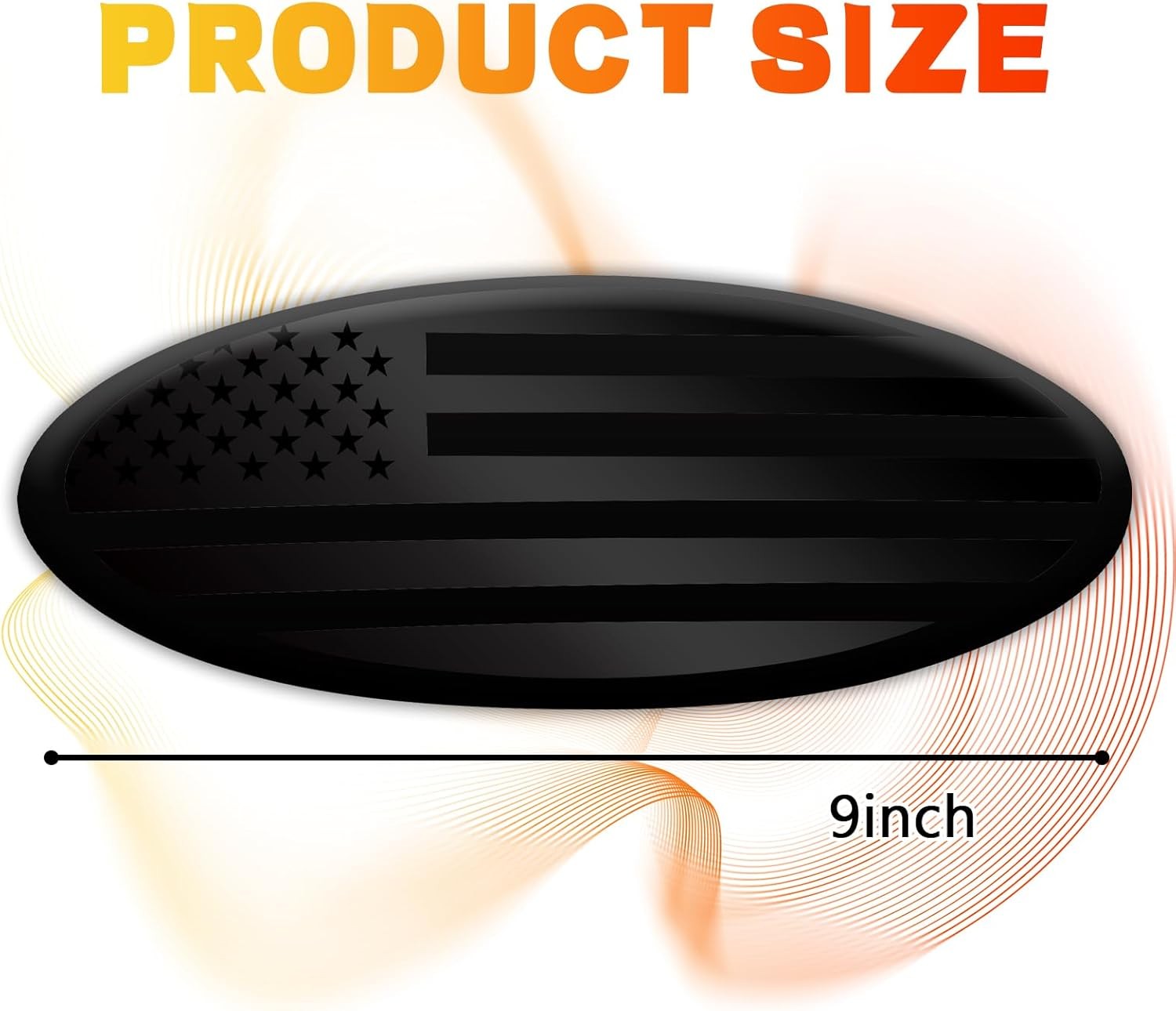 Tailgate Emblem 9 Inch Front Grill Emblem, Aluminum Oval Overlay Color: Black