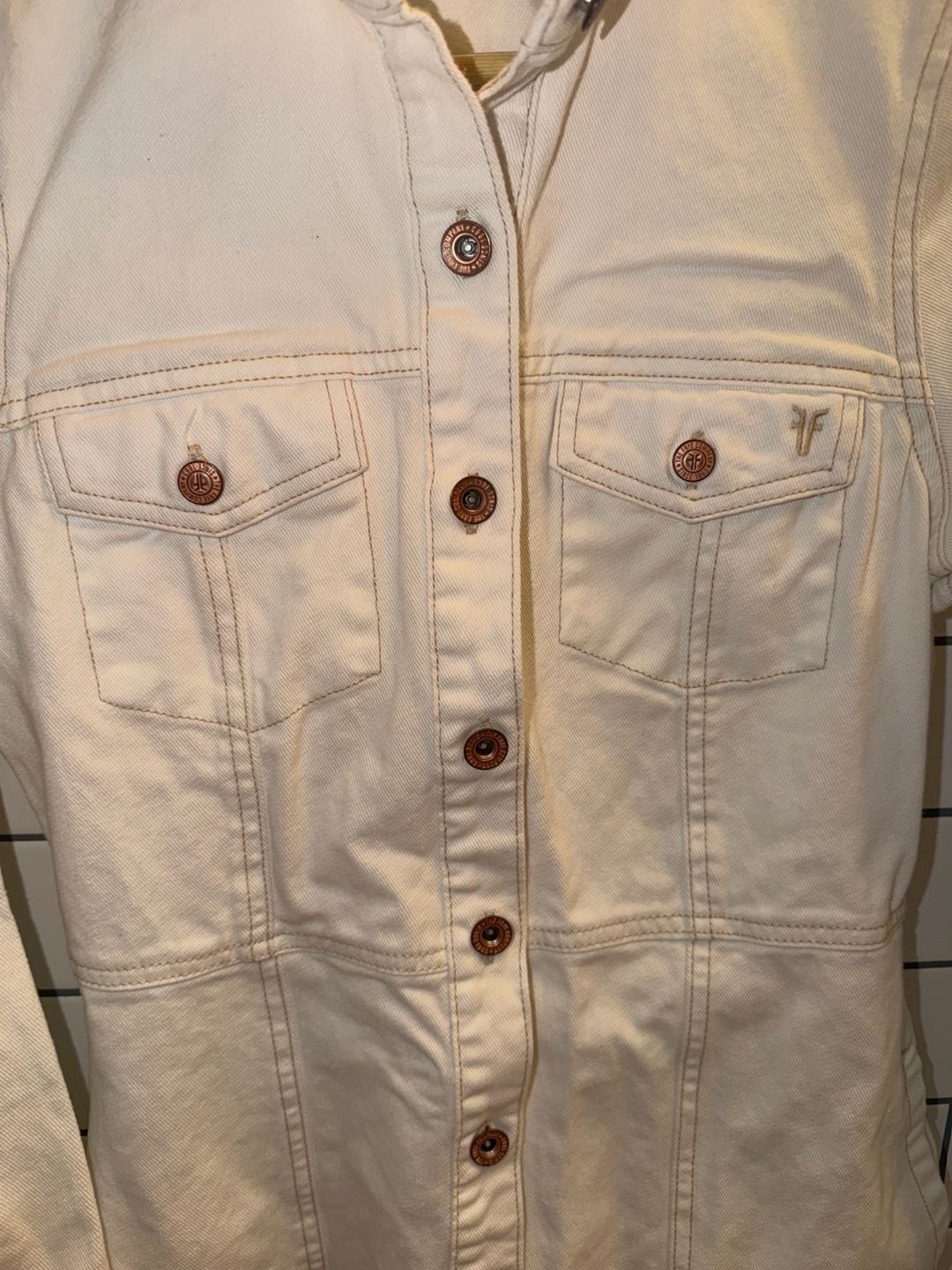 Frye Tan Stitch Cream Denim Western Mini Dress