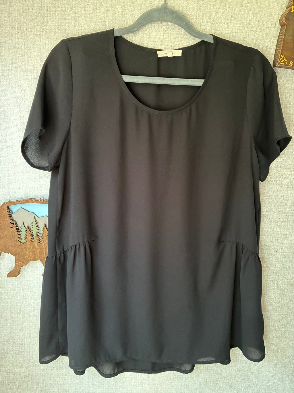 Women’s Pleione By Anthropologie Black Peplum Blouse Size S