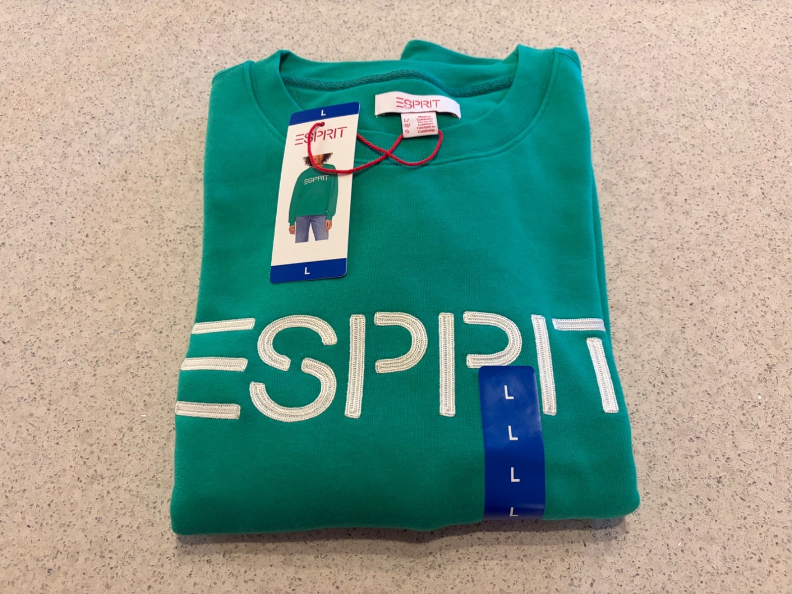 Esprit NWT Women’s Logo 80’s Crewneck Viral Cream, Blue, Green S M L XL XXL
